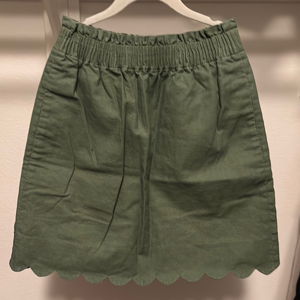 J. Crew Green A-Line Scalloped Skirt